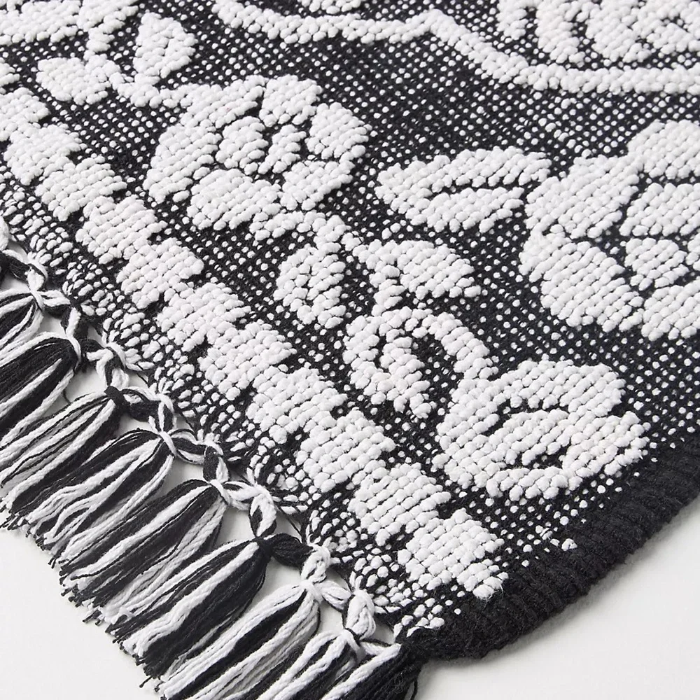 Woven Nellie Bath Mat-BLACK & WHITE